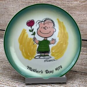 Vintage Schmid Peanuts 1972 Mothers‎ Day 8" Plate Charles Schulz Linus w/ Box